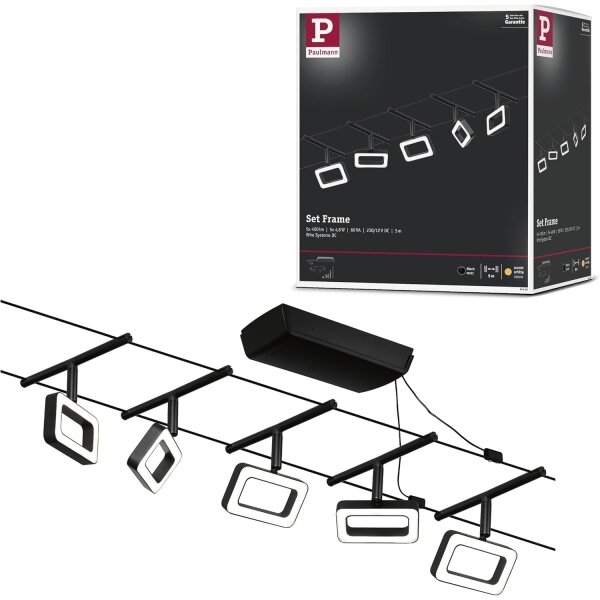 Paulmann 94485 - Комплект 5xLED/4,8W: пълна кабелна система FRAME 230V, черна