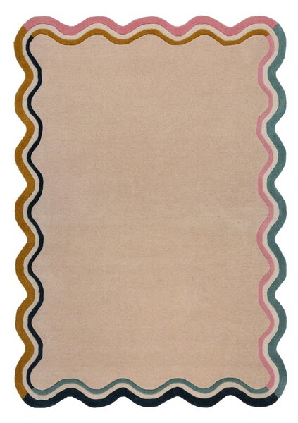 Кремав ръчно изработен вълнен килим 120x170 cm Leo Scallop – Flair Rugs