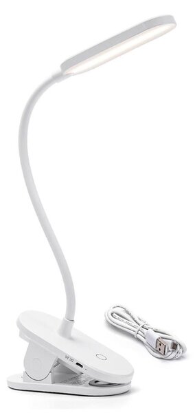 Aigostar LED регулируема настолна лампа с клипс, 2,5W, 1200mAh, бяла