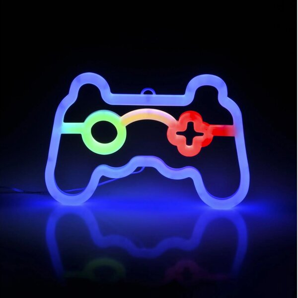 LED Неонова декорация за стена GAME LED/3W/3xAA USB син