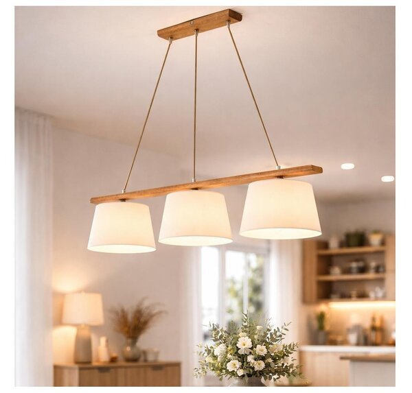 Полилей на кабел AIDA 3xE27/60W/230V Ø 25 см, дъб