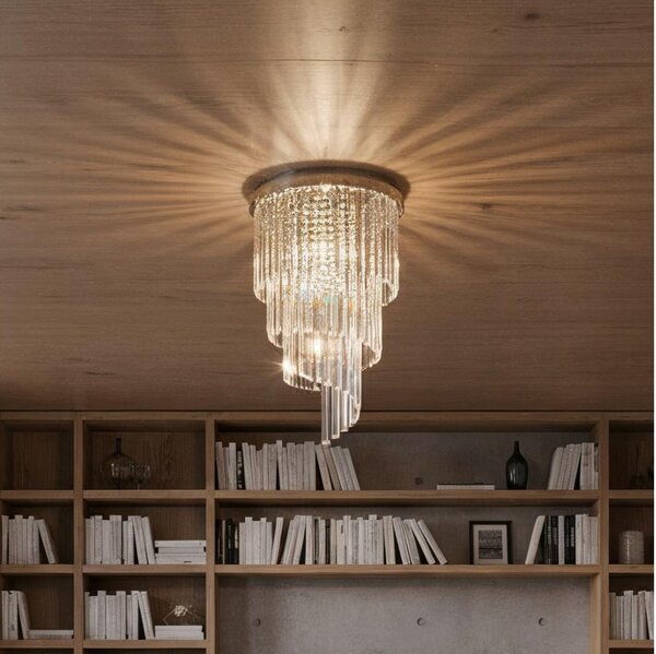 Ideal Lux-Кристален полилей за повърхностен монтаж CARLTON 8xE14/40W/230V Ø 40 см лъскав хром