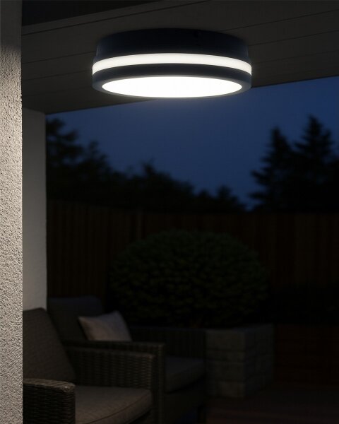 LED Плафон за баня със сензор ELLÉ LED/24W/230V Ø 26 см IP54 антрацит