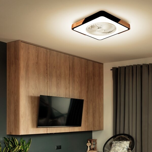 Brilagi LED осветително тяло с вентилатор 30W 230V 3000-6500K черно/дъб + DO