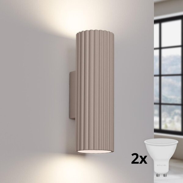 Brilagi - LED стенен аплик CRESTO 2xGU10/10W/230V 20 см тауп (кафеникаво-сив)