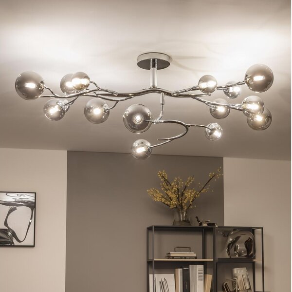 Brilagi - LED повърхностно монтиран полилей MISTEL 15xG9/3W/230V черен хром/опушено