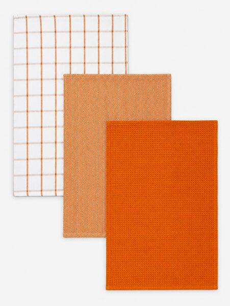 Sinsay - Комплект кухненски кърпи с памук 3 pack - opaнжeв