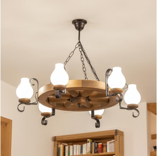 Brilagi - Полилей на верига ROATA 6xE14/40W/230V Ø 70 см бук