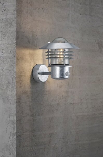 Nordlux-Външно стенно осветително тяло със сензор VEJERS 1xE27/60W/230V IP54 сребристо