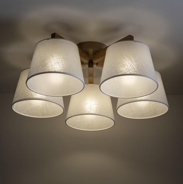 Brilagi - Полилей за таван с директен монтаж LATTE SABIA 5xE27/15W/230V бор/бял