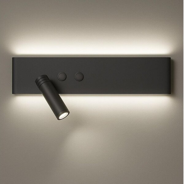 LED стенен насочващ осветител RESORT LED/10W/230V + LED/3W, черен ляв