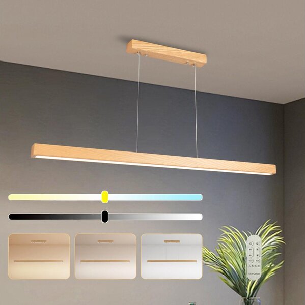Brilagi - LED димируем полилей на кабел OAK SMART LED/30W/230V Wi-Fi Tuya дъб + дистанционно