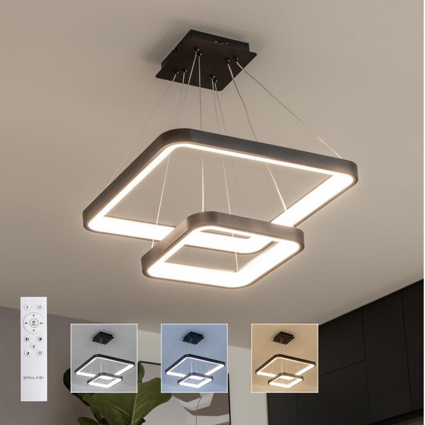 Brilagi - Димируем LED полилей на кабел FALCON SLIM LED/78W/230V 50x50 cm черен + дистанционно управление