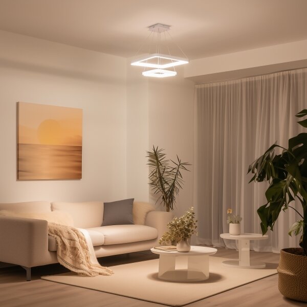 Brilagi - LED с димер полилей на кабел FALCON SLIM LED/78W/230V 50x50 cm бял + с дистанционно управление