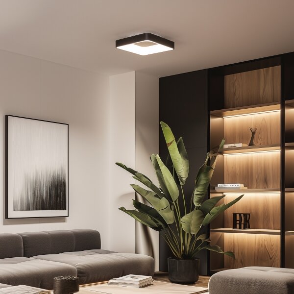 Brilagi - LED димируемо таванно осветително тяло FALCON II LED/80W/230V 40x40 cm черно + дистанционно управление