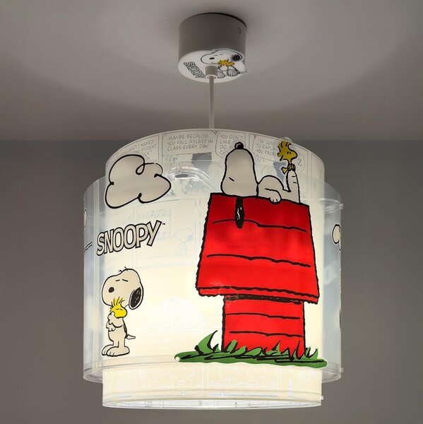 Dalber 76302 - Детски полилей SNOOPY 1xE27/15W/230V бял/червен