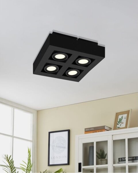 Eglo 31065 - LED точково осветително тяло MENDOZA 4xLED/4,7W/230V 3000K черно
