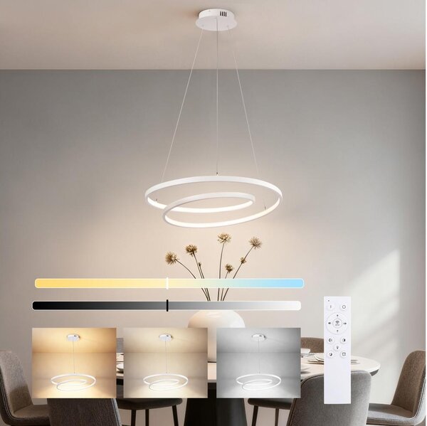 Brilagi-LED Димируем полилей на кабел TWISTER LED/48W/230V Ø 50 см бял + дистанционно управление