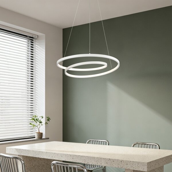 Brilagi-LED Димируем полилей на кабел TWISTER LED/48W/230V Ø 50 см бял + дистанционно управление