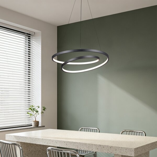 Brilagi-LED Полилей с възможност за димиране на кабел TWISTER LED/48W/230V Ø 50 см черен + дистанционно управление