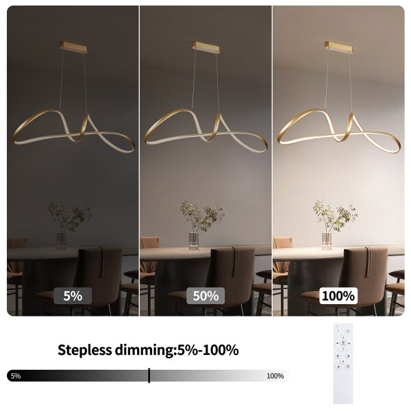Brilagi-LED Димируем полилей на кабел TWISTER LED/60W/230V 3000-6000K златист + дистанционно управление