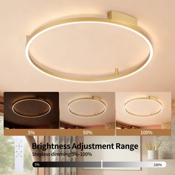 Brilagi - Димируемо LED осветително тяло PORTOFINO LED/60W/230V, диаметър 80 см, златисто + дистанционно управление