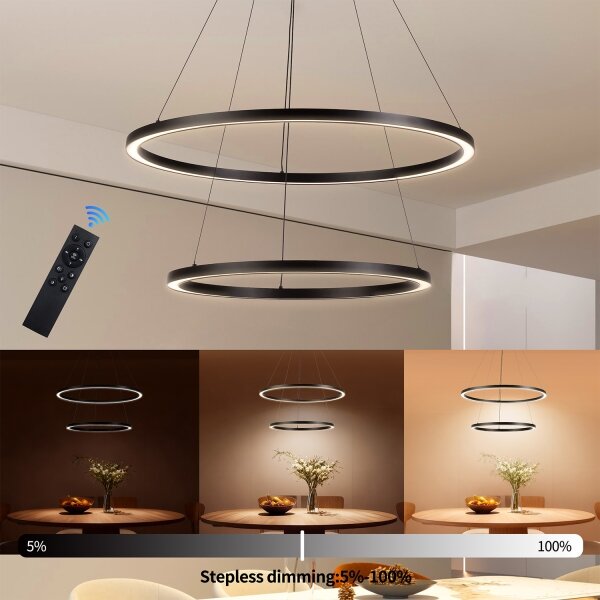 Brilagi - LED полилей с възможност за димиране на кабел PORTOFINO LED/98W/230V Ø 80 см черен + с дистанционно управление