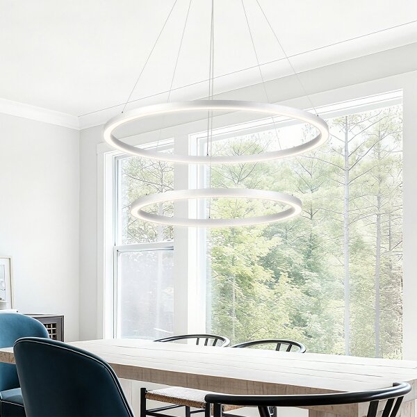 Brilagi-LED Димируема висяща лампа на кабел PORTOFINO LED/98W/230V Ø 80 cm, сребриста + дистанционно управление
