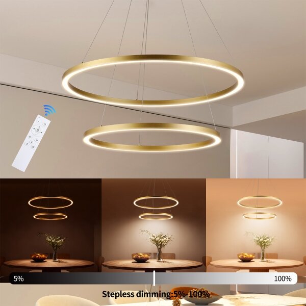 Brilagi - LED полилей с димер на кабел PORTOFINO LED/98W/230V Ø 80 см, златист, с дистанционно управление