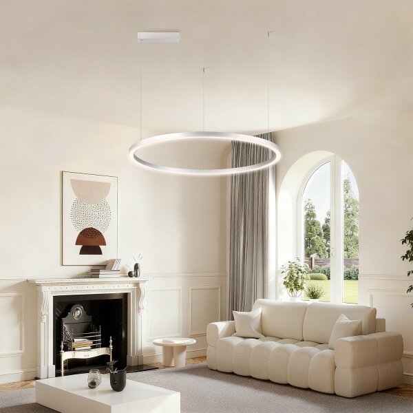 Brilagi-LED Димируем висящ полилей на кабел PORTOFINO LED/60W/230V диам. 80 см сребрист + дистанционно управление