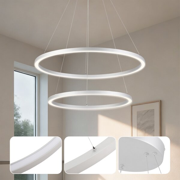 Brilagi-LED Димируема висяща лампа на кабел PORTOFINO LED/98W/230V Ø 80 cm, сребриста + дистанционно управление