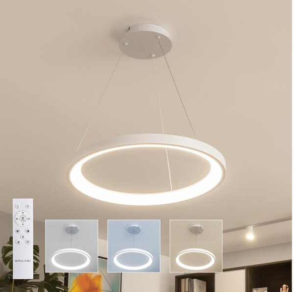 Brilagi - LED полилей с димер на кабел FALCON SLIM LED/42W/230V Ø 50 см бял + дистанционно управление
