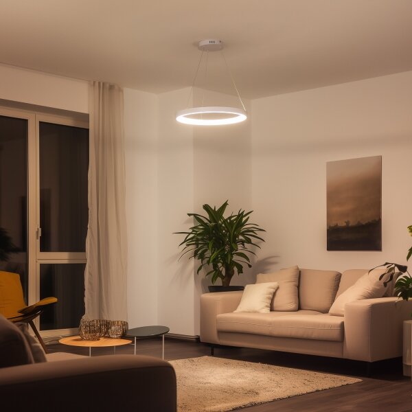 Brilagi - LED полилей с димер на кабел FALCON SLIM LED/42W/230V Ø 50 см бял + дистанционно управление
