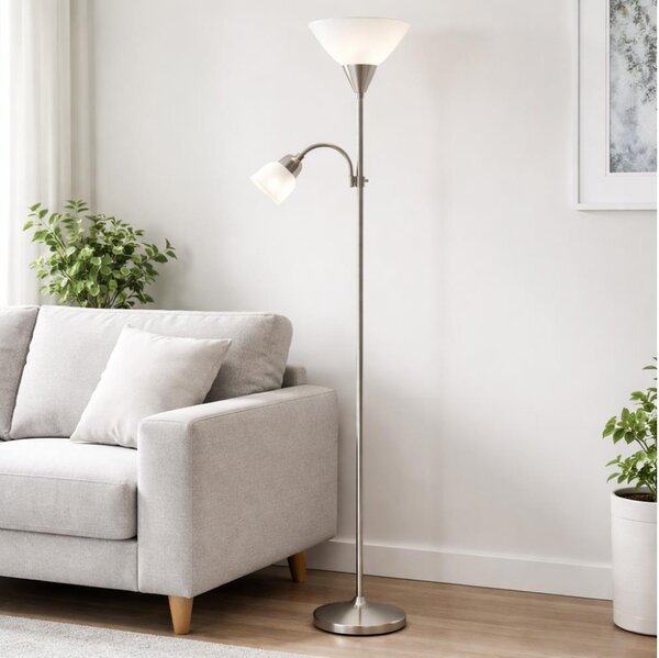 Brilagi - Подова лампа ARIANA 1xE27/100W/230V + 1xE14/25W матов хром