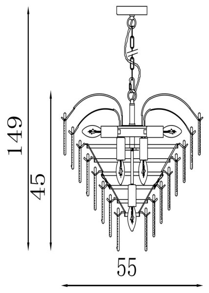 Searchlight 48970-6SB - Полилей на верига FEATHER 6xE14/60W/230V
