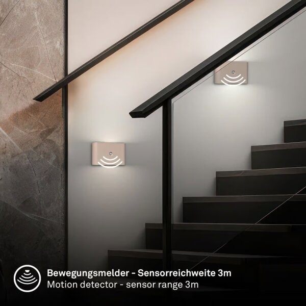 Briloner 3878011 - LED стенен осветител с вграден акумулатор и сензор CHAT, LED/3W/5V, 2000 mAh, бежов
