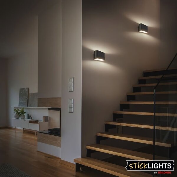 Briloner 3878015 – LED акумулаторна стенна лампа с датчик CHAT, LED/3W/5V, 2000 mAh, черна