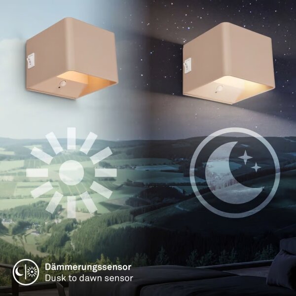 Briloner 3879011 - LED акумулаторно стенно осветително тяло със сензор BORRA LED/1,5W/5V 3600 mAh бежово
