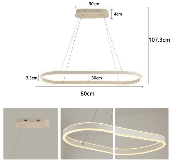 Brilagi - LED полилей на кабел PONDIE LED/45W/230V 80x30 cm бял