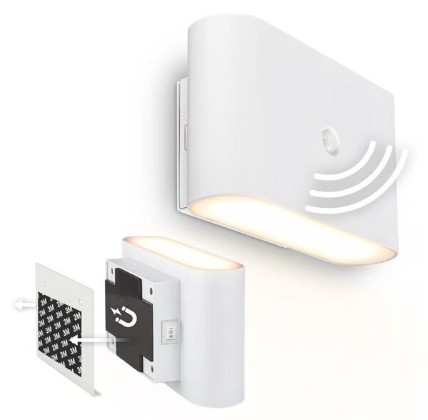 Briloner 3878016 - LED акумулаторна стенна лампа със сензор CHAT LED/3W/5V 2000 mAh бяла