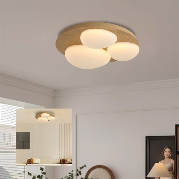Brilagi - LED таванен плафон VISBY WOOD LED/36W/230V Ø 50 см кафяв