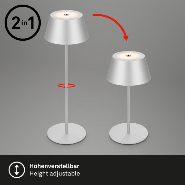Brilo - LED RGB настолна презареждаема сензорна лампа KIKI LED/2,6W/5V IP44 2600 mAh сребриста
