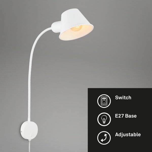 Briloner 2089-016 - Гъвкава стенна лампа BRELLO 1xE27/10W/230V бяла