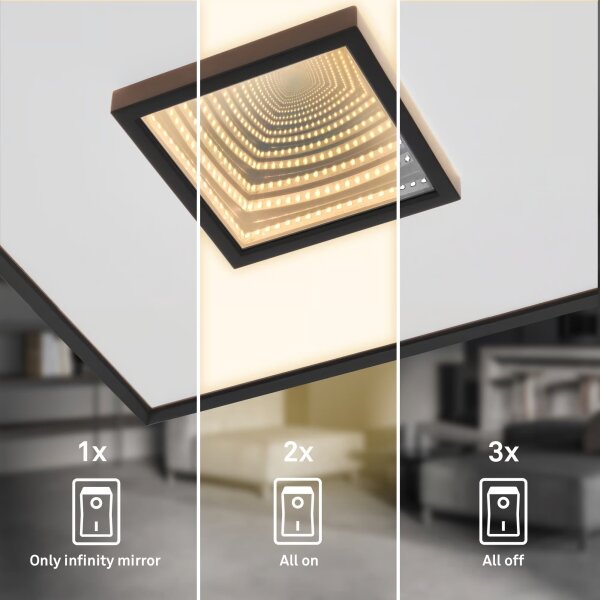 Briloner 3848015 - LED таванно осветително тяло TORO LED/18W/230V 42x42 см черно