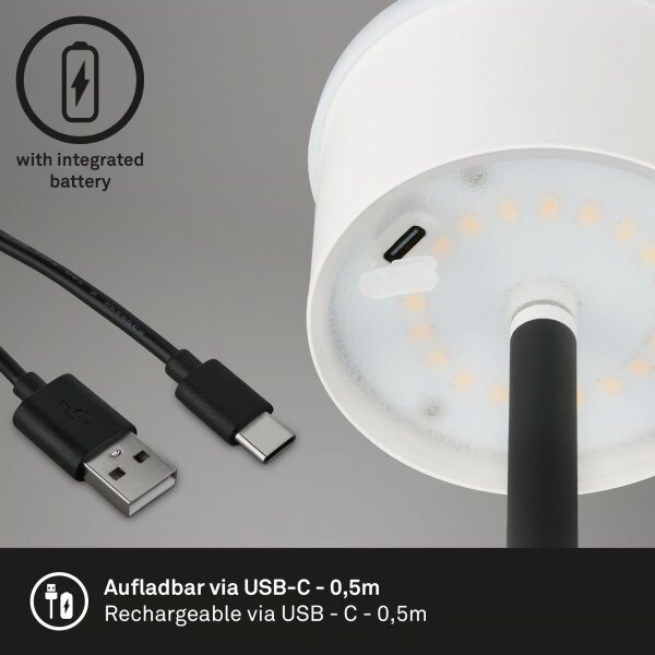 Briloner 1438015 - димируема LED подова лампа KIKI 4,3W/5V IP44 2600 mAh черна