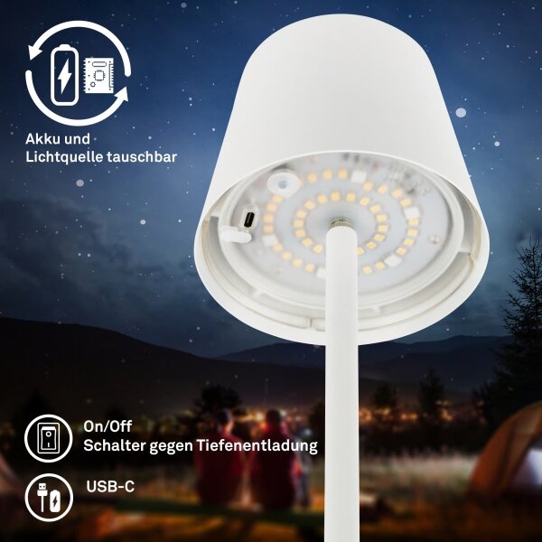 Briloner 1507016 - LED димируема подова лампа KIKI 4,3W/5V IP44 2600 mAh бяла