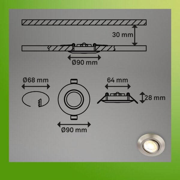 Briloner 7586032 - комплект от 3 LED таванни осветителни тела KLIRA за баня, LED 4,9 W / 230 V, IP23, хром