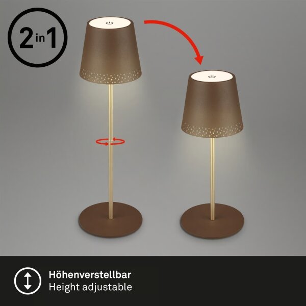 Brilo - LED настолна презареждаема сензорна лампа KIKI LED/2,6W/5V IP44 2600 mAh кафява