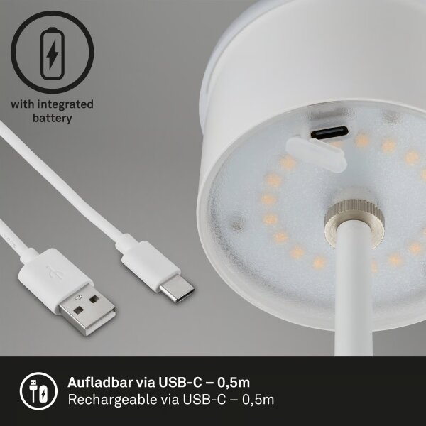 Brilo - LED настолна презареждаема сензорна лампа KIKI LED/2,6W/5V IP44 2600 mAh бяла