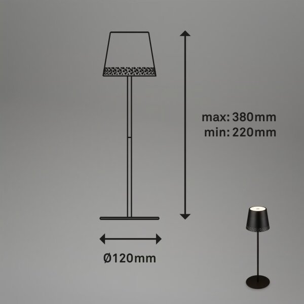 Brilo - LED презареждаема настолна лампа с докосване KIKI LED/2,6W/5V IP44 2600 mAh черна